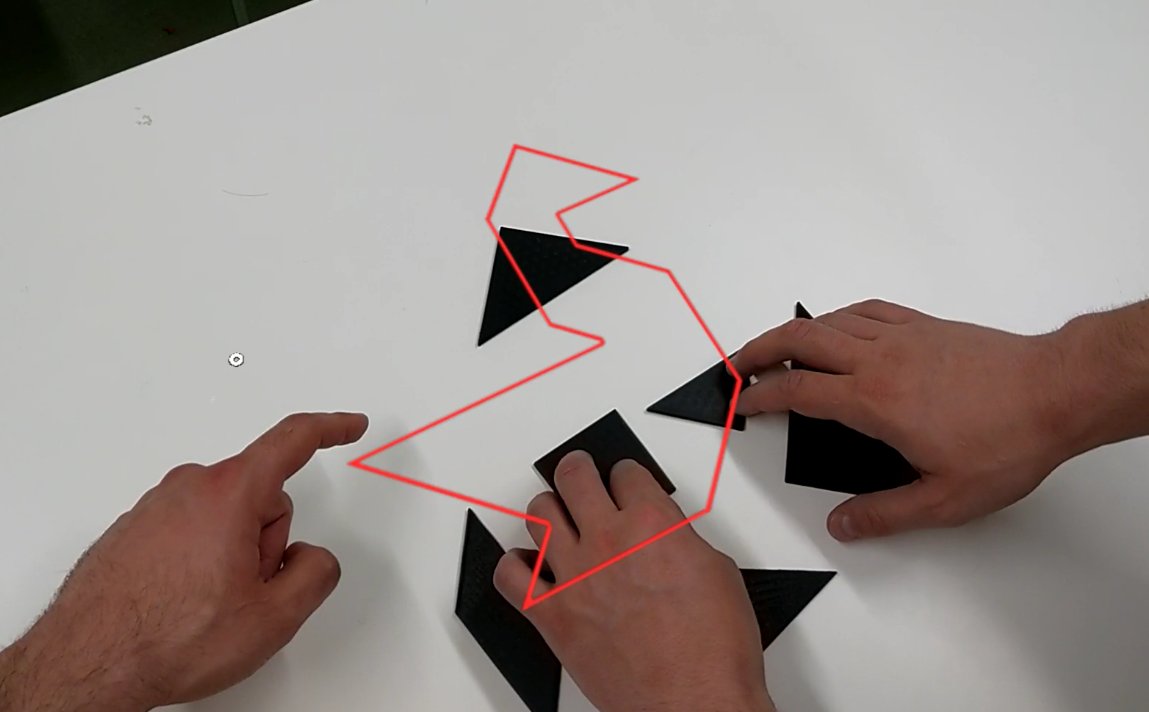 Final outline AR instruction (red) — same information, less occlusion